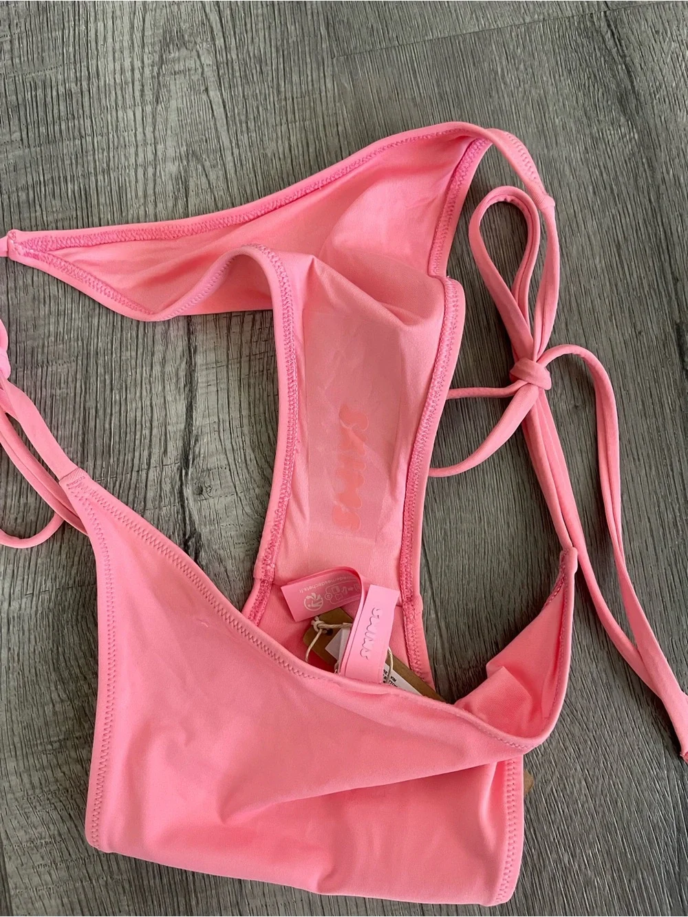 NWT Skims Signature Swim Triangle Bikini Top & Dipped Tie Bottom Set in Melon S